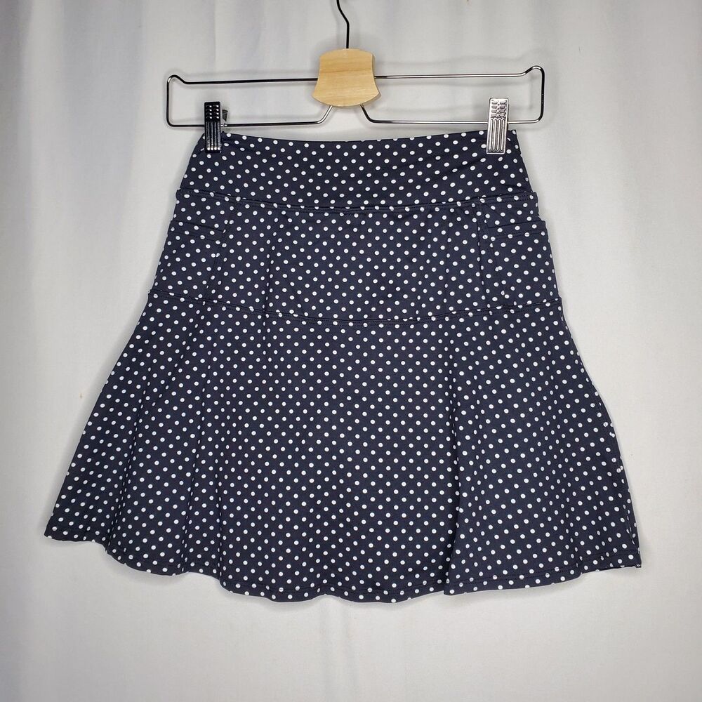 Dona Jo Skort Skirt XS Black White Polka Dot Stretch Flare Golf Tennis Preppy